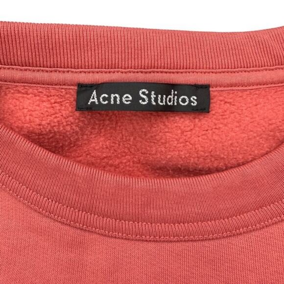 ACNE STUDIOS Fairview Face Sweatshirt Fleece Lined Salmon Pink Unisex Size Large - Picture 3 of 7